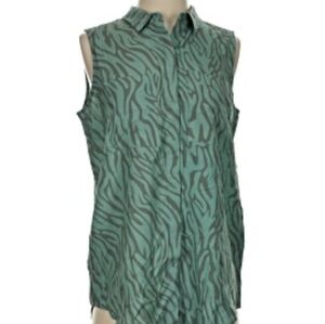 Nwt WILDFANG Empower Sleeveless Zebra Print Tunic Green 90s Retro Dopamine Y2K